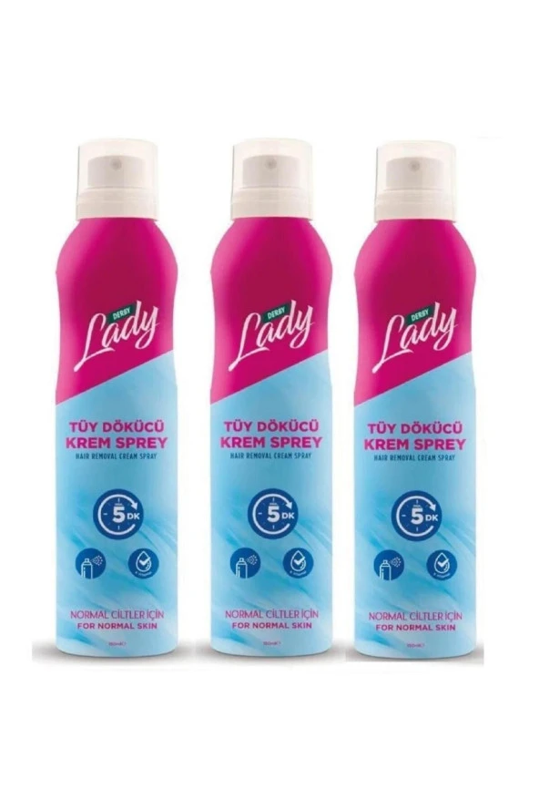 DERBY Lady Tüy Dökücü Krem Sprey 150 Ml x 3 Adet