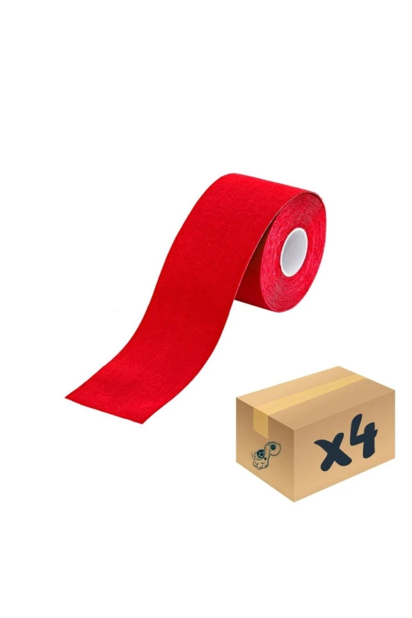 Vzn Kinesio Sport Tape  Sporcu Ağrı Bandı 5m x 5cm Kırmızı 4 Adet ürün görseli