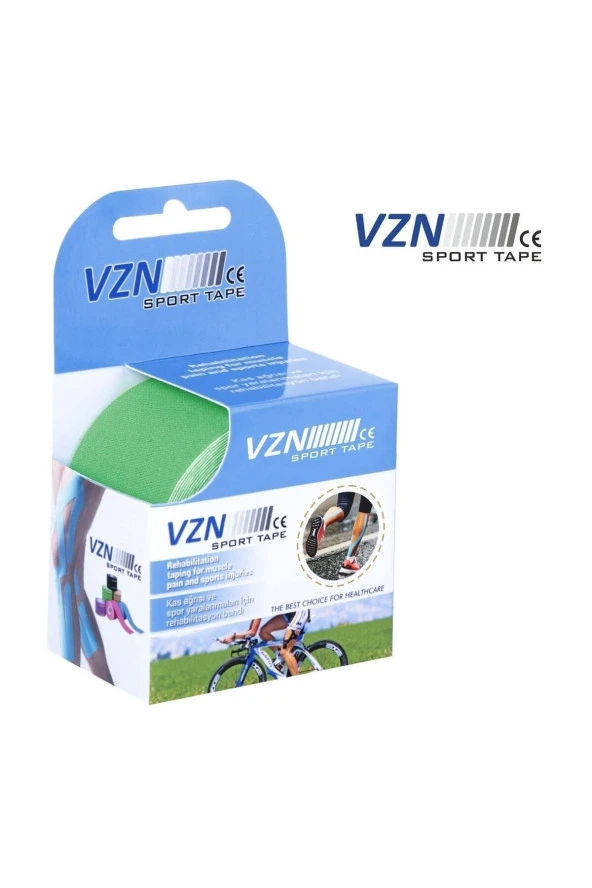 VZN MEDİCAL EQUİPMENT Vzn Ağrı Bandı Original Kinesiology Tape 5cm X 5m Yeşil - Resim 3