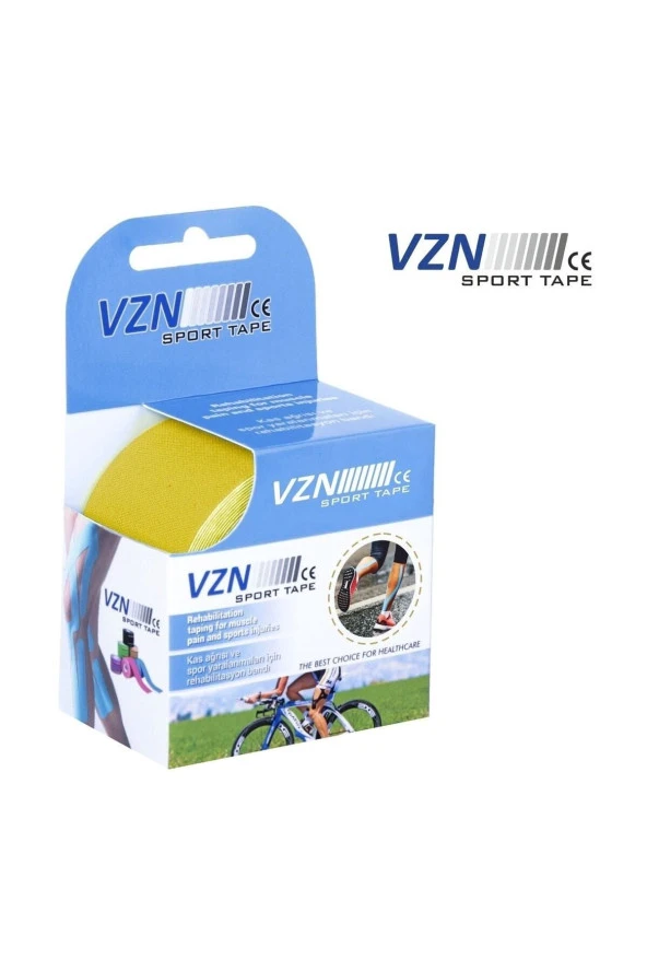 VZN TAPE KİNESİOLOGY Vzn Sport Tape Ağrı Bandı 5cm X 5m Sarı - Resim 2
