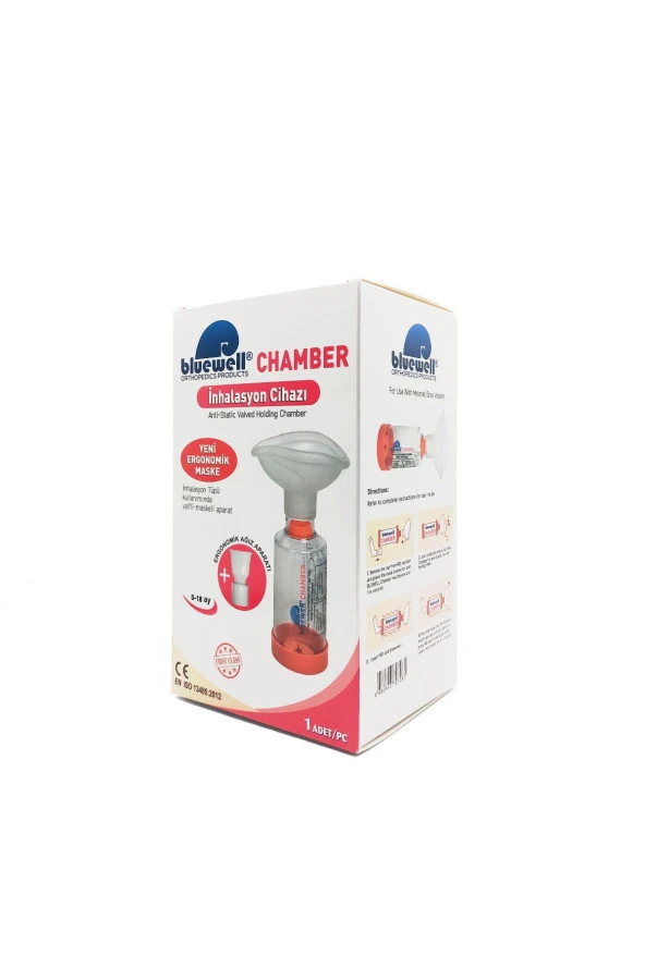 BLUEWELL Chamber Aerochamber Inhalasyon Cihazı Kırmızı 0-18 Ay