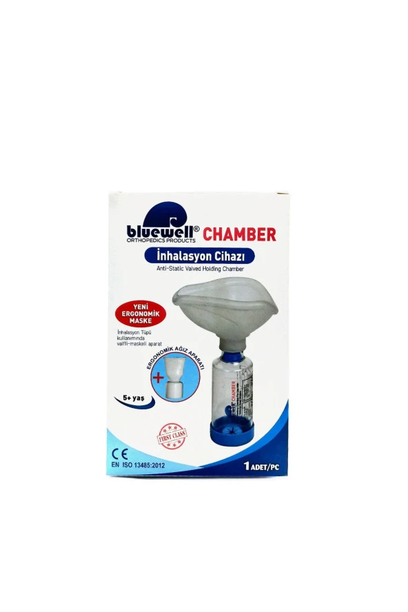 BLUEWELL Chamber Aerochamber Inhalasyon Cihazı Mavi 5 Yaş Ve Üstü - 5