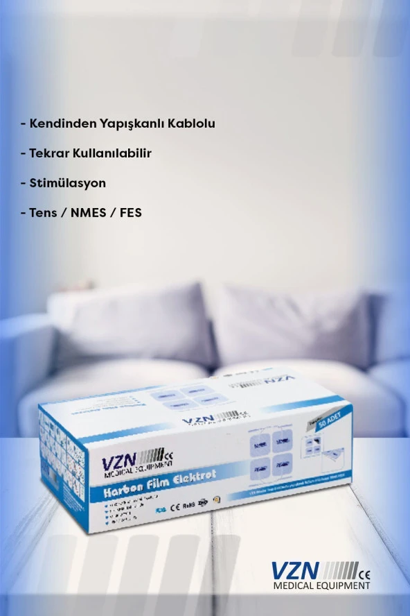 VZN Tens Pedi Kablolu Elektrot 5x5cm Tens Elektrodu - 2