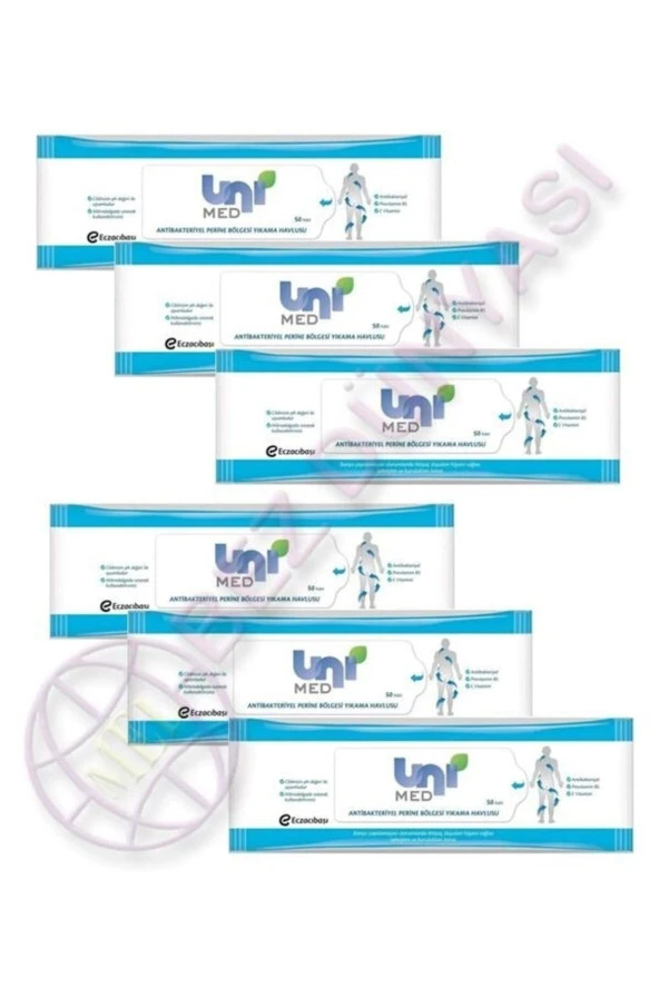 UNIMED Antibakteriyel Perine Bölgesi Yıkama Havlusu 50'li 6 Paket