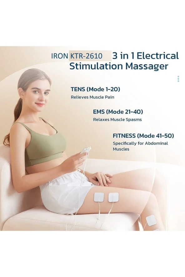 IRON KTR-2610 Fizik Tedavi Şarjlı TENS + EMS + MASAJ Cihazı + Taşıma Kabı - 4