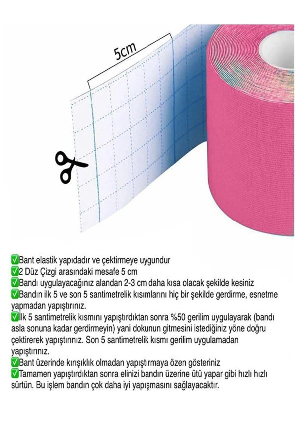 BKMC Yüz Kaldırma Ve Kırışıklıklar Için Kinezyo Pembe Renk Bant - 3