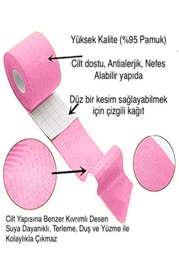 BKMC Yüz Kaldırma Ve Kırışıklıklar Için Kinezyo Pembe Renk Bant - 4