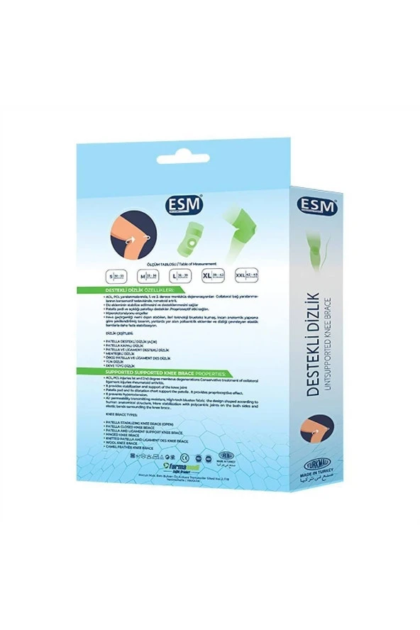 ESM Spor Koşu Fitness Patellası Kapalı Dizlik Neopren Ayarlanabilir Bedensiz - 5