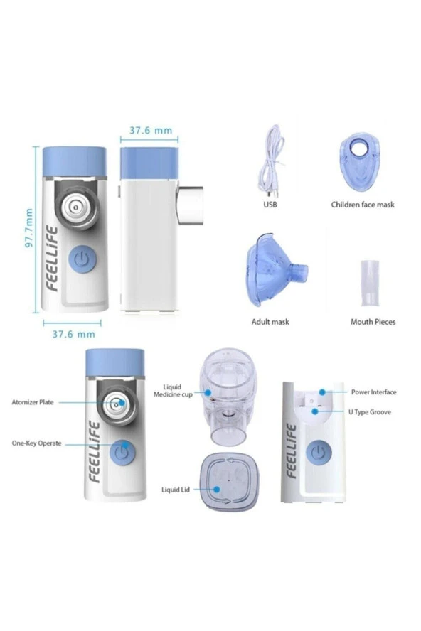 FEELLİFE Air Pro 3 Mini Mesh Nebulizatör Nebul Tasınabilir Sessiz Nebulizatör - 2