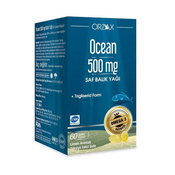 Ocean Saf Balık Yağı 500 mg 60 Kapsül - Diş Beyazlatıcı Köpük Hediye