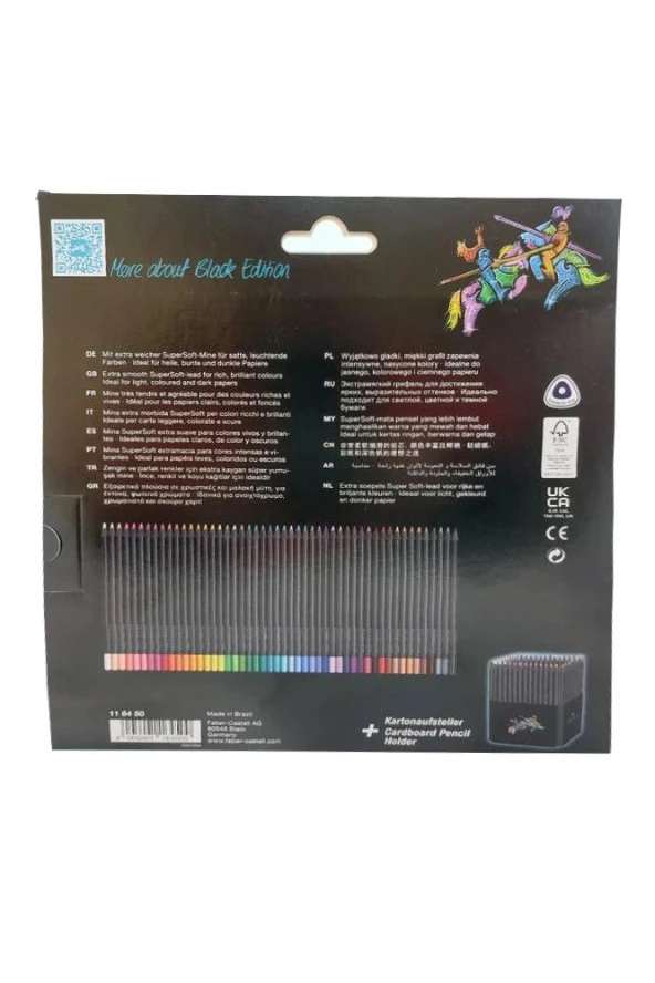 50 Renk Kuru Boya Black Edition 1 Paket 50 li Kuruboya Tam Boy Karton Kutu - Resim 3