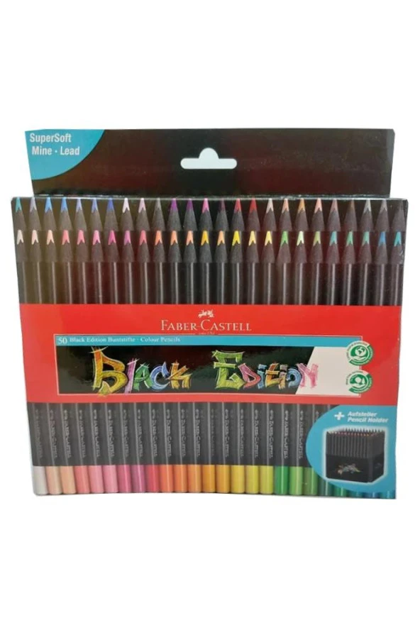 50 Renk Kuru Boya Black Edition 1 Paket 50 li Kuruboya Tam Boy Karton Kutu - Resim 5