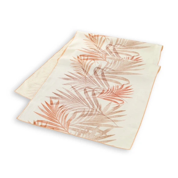 Schafer Home Leaf Poly Linen Runner 45x150-Kiremit