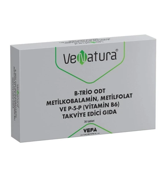VeNatura B-Trio ODT Metilkobalamin, Metilfolat ve P-5-P Takviye Edici Gıda 30 Tablet