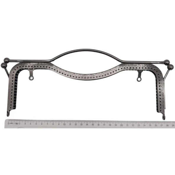 Angel Çanta Aksesuar 27 cm Üstten Tutmalı Çanta Klipsi Çanta Bursu Füme Metal - 2