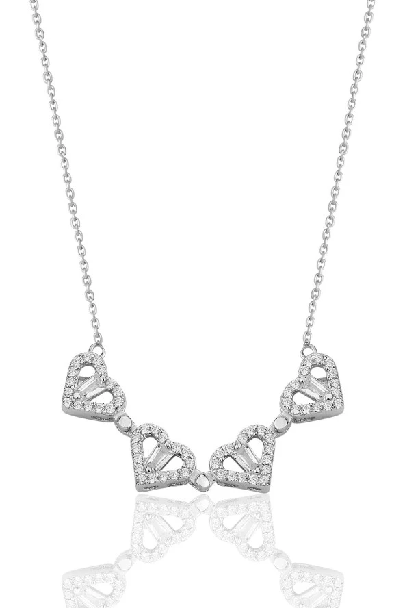 925 ayar gümüş rodyumlu baget kesim zirkon taşlı mıknatıslı açılır kapanır yonca kolye. SGTL12360RODAJ - Resim 2