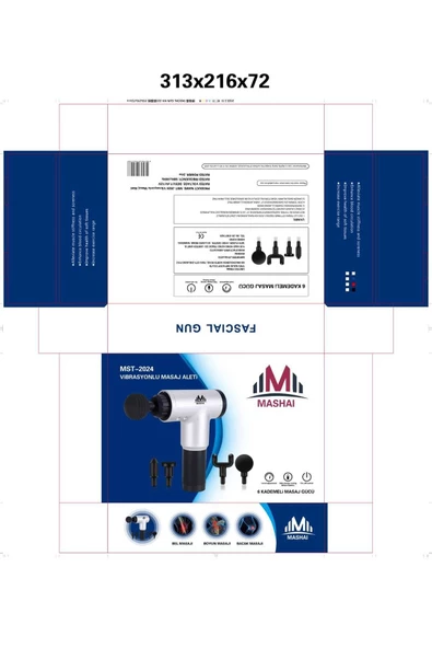 MASHAİ Darbeli Titreşimli Şarjlı Sporcu Masaj Tabancası Masaj Aleti Kas Rahatlatıcı Egzersiz Vibrasyonlu - 5