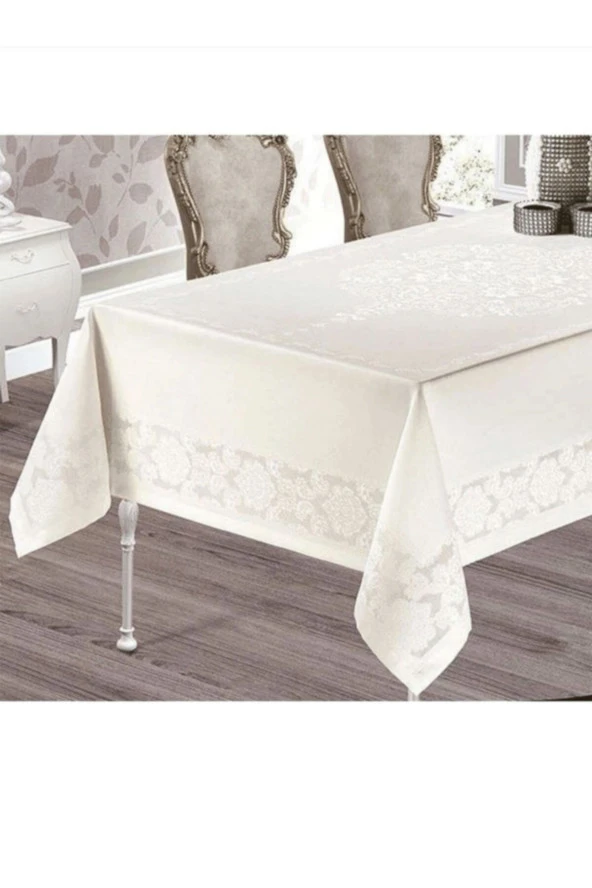 Almila Home Zeynoçeyiz Jumbo Dertsiz Masa Örtüsü 160x220 Cm Kırıkbeyaz