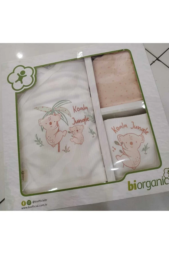 Bibaby Biorganic Kız Bebek 5'li Hastane Çıkışı Seti Pembe KUTULU