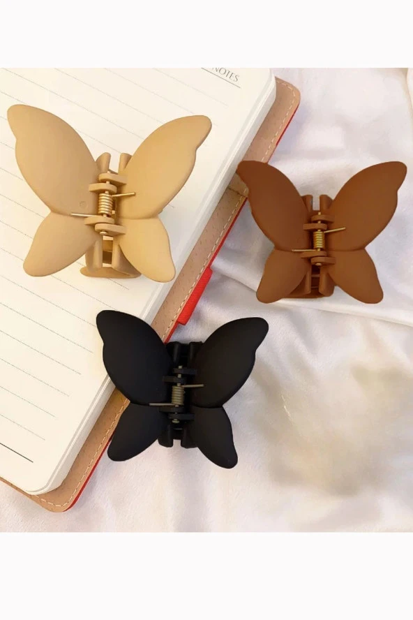 Kadın 3'lü Kahverengi Siyah Kelebek Toka Seti - 2