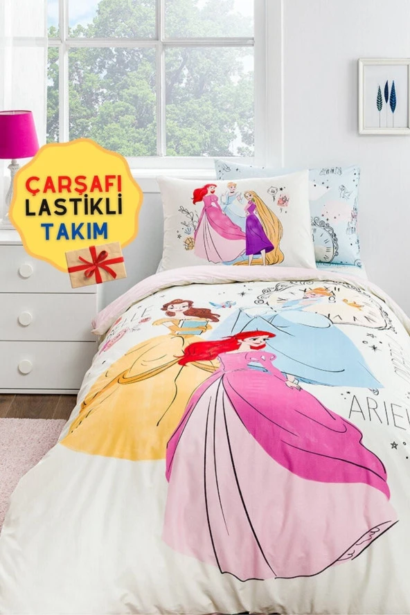 Özdilek Princess Time Tek Kişilik Disney Lisanslı Lastikli (fitted) Çarşaf Çocuk Nevresim Takımı
