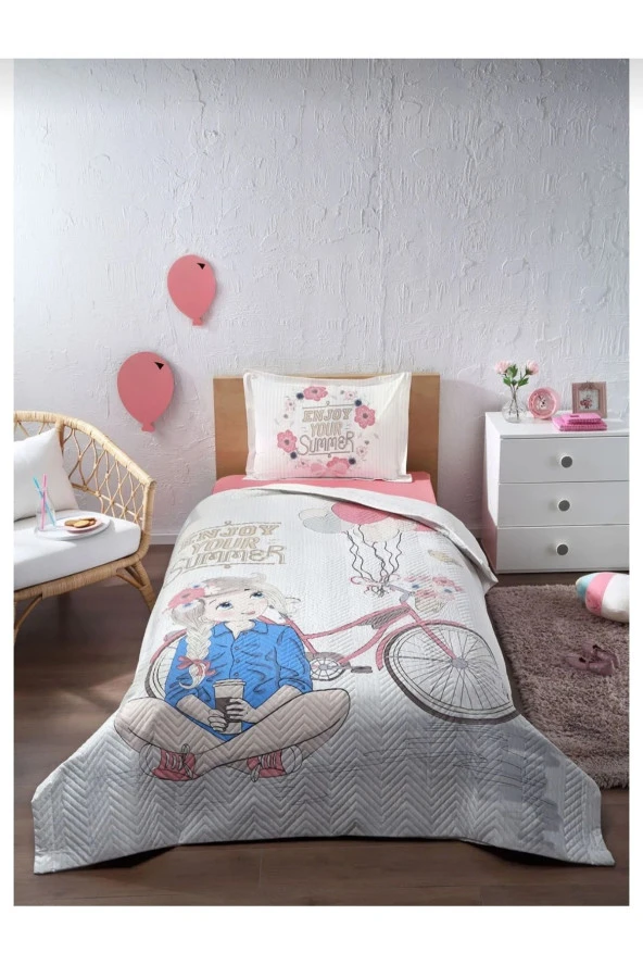 Özdilek Tek Kişilik Kapitoneli Nevresim Takımı Enjoy Pembe ( Dört Mevsim - Çok amaçlı Set )