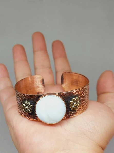 Sedef Taşı Motifli Kalın Bakır Bileklik (52508) ürün görseli