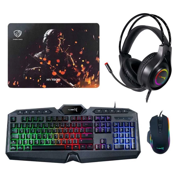 Turbox TRX-104 Bundle Klavye Mouse Kulaklık Mousepad Oyuncu Seti