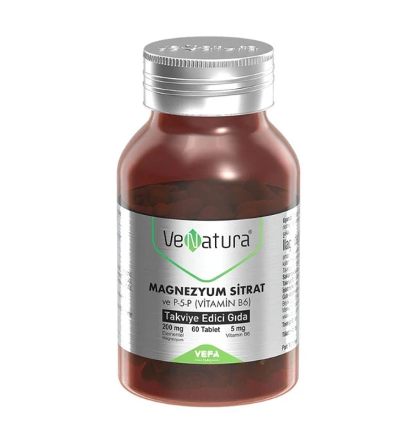 VeNatura Magnezyum Sitrat - Vitamin B6 - Takviye Edici Gıda 60 Tablet