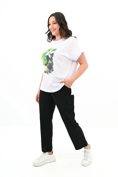 Kadın Büyük Beden Çiçek Baskı Detaylı Eşofman Takımı 8119-25 - 3