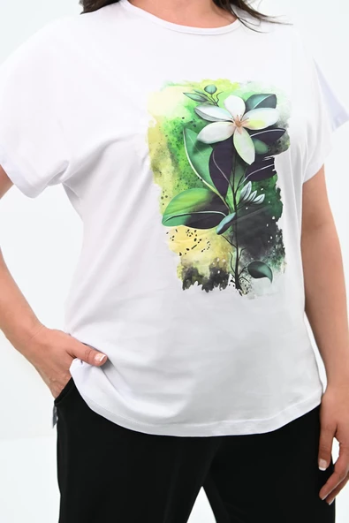 Kadın Büyük Beden Çiçek Baskı Detaylı Eşofman Takımı 8119-25 - 6