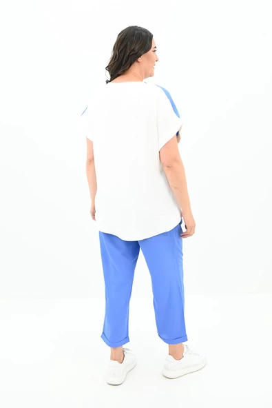 Kadın Büyük Beden Şerit Detaylı Eşofman Takımı 8117-25 - 5