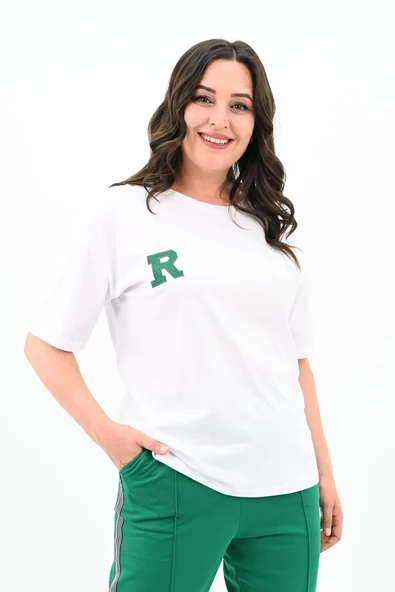 Kadın Büyük Beden Nakış İşleme Detaylı Eşofman Takımı 8120-25 - 8