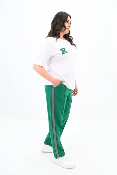 Kadın Büyük Beden Nakış İşleme Detaylı Eşofman Takımı 8120-25 - 9