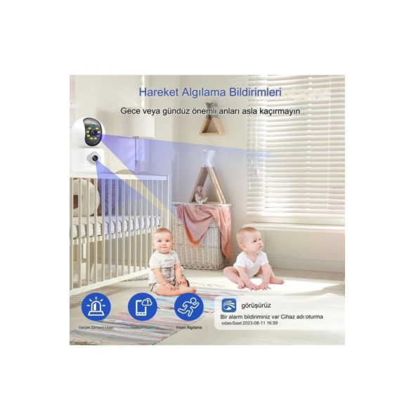 Çift Lensli Kablosuz Renkli Gece Görüşü 4mp İç Mekan Dış Mekan Sesli 1080P Güvenlik Kamerası - 2