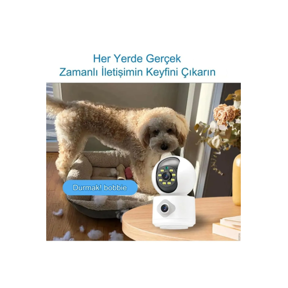 Çift Lensli Kablosuz Renkli Gece Görüşü 4mp İç Mekan Dış Mekan Sesli 1080P Güvenlik Kamerası - 3