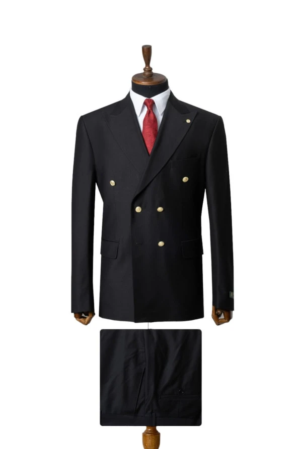 Siyah Büyük Beden Kruvaze Takım Elbise ürün görseli