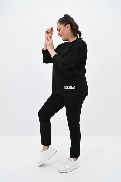 Kadın Büyük Beden Baskı Detaylı Eşofman Takımı 8102-24 - 6