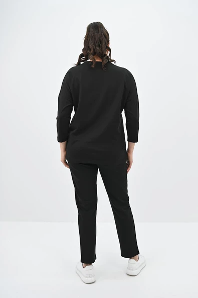 Kadın Büyük Beden Baskı Detaylı Eşofman Takımı 8102-24 - 7