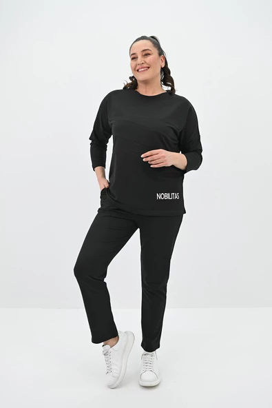 Kadın Büyük Beden Baskı Detaylı Eşofman Takımı 8102-24 - 5