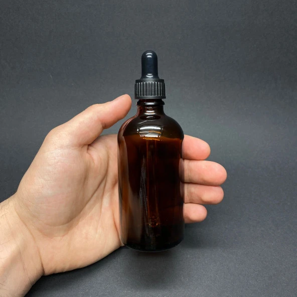 100Ml Kahverengi Cam Damlalıklı Şişe , Siyah Plastik Kapak , 100Cc Amber Cam Damlalıklı Şişe x 6 Adet