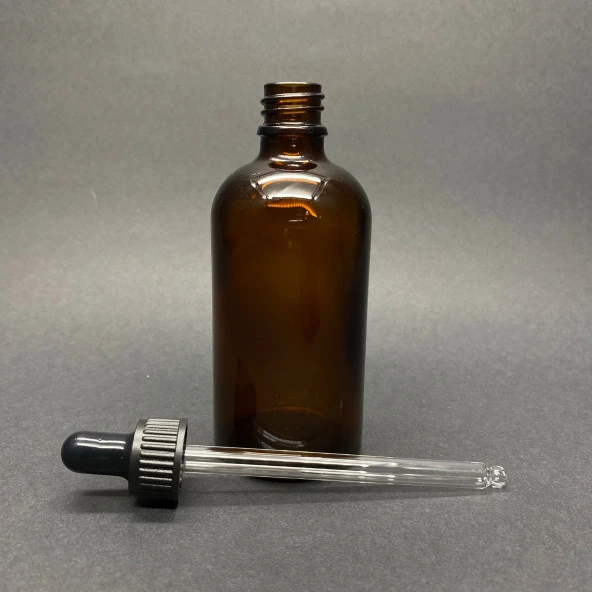 100Ml Kahverengi Cam Damlalıklı Şişe , Siyah Plastik Kapak , 100Cc Amber Cam Damlalıklı Şişe x 6 Adet - Resim 2