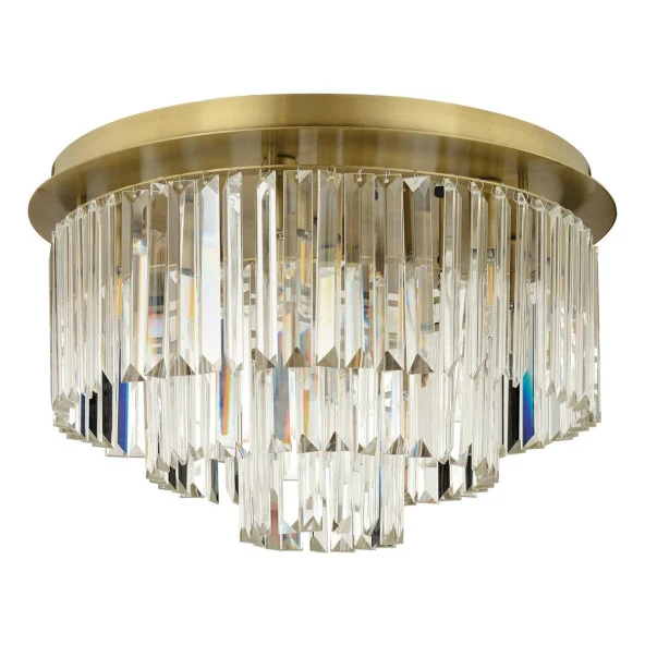 Apliqa Nilüfer Yuvarlak Eskitme Kristalli Taşlı Modern Tasarım Kristal Salon Avize - Resim 3