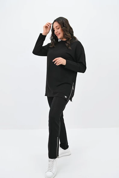 Kadın Büyük Beden Fermuar Detaylı Eşofman Takımı 8090-25 - 2