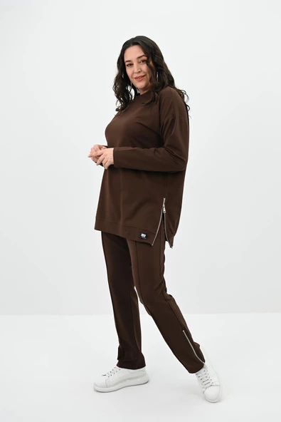 Kadın Büyük Beden Fermuar Detaylı Eşofman Takımı 8090-25 - 12