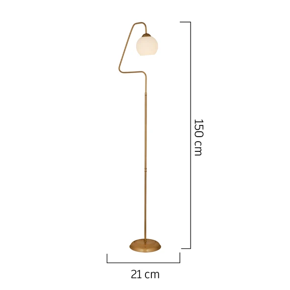 Seül Beyaz Camlı Eskitme Modern Tasarım Metal Lambader - Resim 2