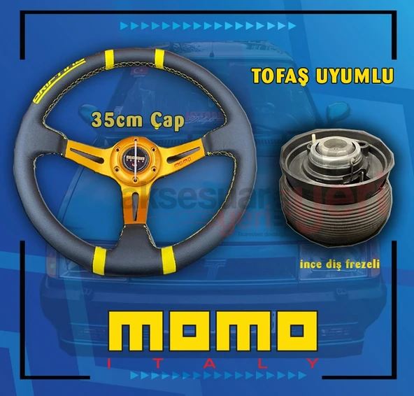 Tofaş Şahin 1997 Üstü Uyumlu 35cm Momo Spor Dierksiyon ve Göbeği İnce Diş Freze Sarı Detaylı