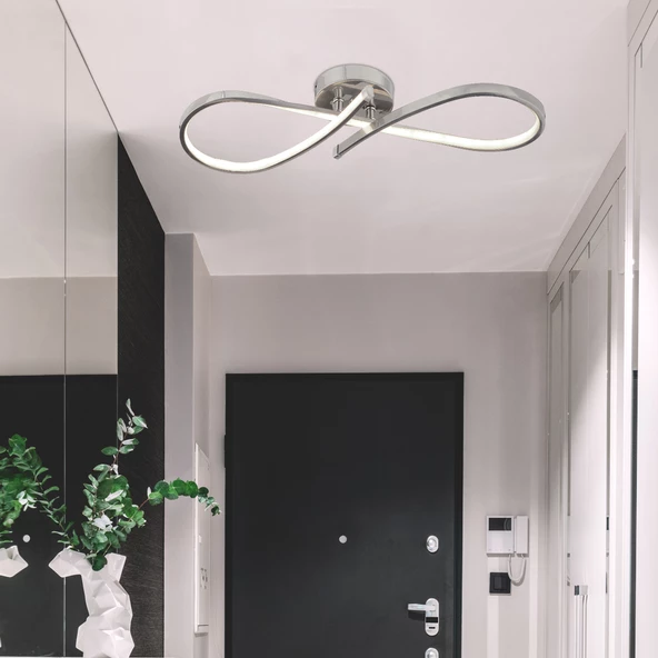 Apliqa Vetto Krom 38 Watt Plafonyer 3 Renkli Ledli Modern Mutfak Banyo Led Salon Sarkıt Avize