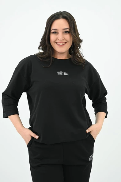 Kadın Büyük Beden Etiket Detaylı Eşofman Takımı 8100-24 - 10