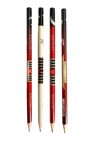 Atatürk Yuvarlak Kurşun Kalem 4 Adet 1 Paket Fatih Kurşun Kalem 2B Siyah Kurşun Kalem Atatürk Desenli 2 B Kalem